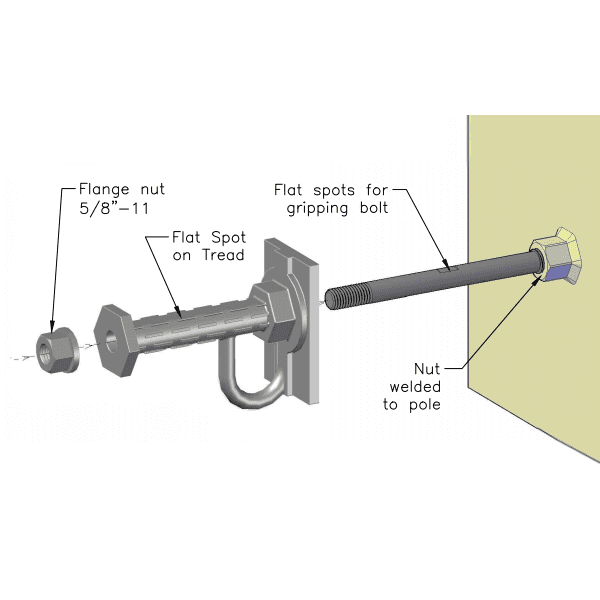 VAF Lineman Steel Pole Climbing Step With Fall Arrest Loop